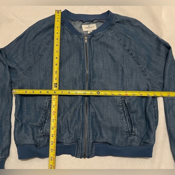 American Eagle Outfitters Chambray Bomber Jacket, Blue, Size XL - Picture 5 of 5